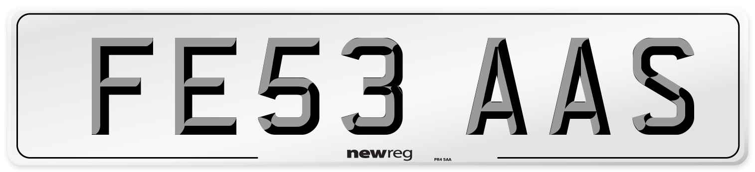 FE53 AAS Number Plate from New Reg